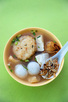 Singapore Fish Ball Soup with Tofu and Crispy Anchovies
