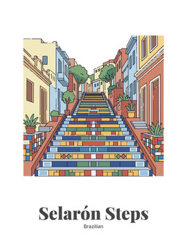 Escadaria Selar&oacute;n, famous colorful mosaic steps and street art landmark in Rio de Janeiro, Brazil