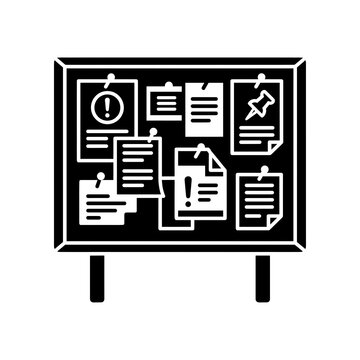 Notice Board with Pinned Notes Silhouette Vector