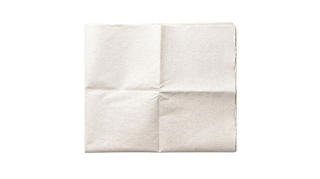 Crushed white paper folded into quarters with subtle texture during studio lighting isolated on transparent background