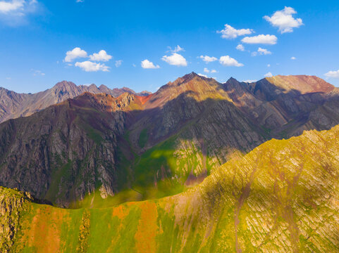 Aerial View of Rugged Mountain Range in Kyrgyzstan