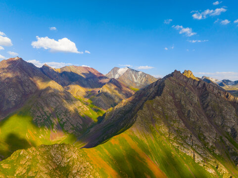 Aerial View of Rugged Mountain Landscape in Kyrgyzstan