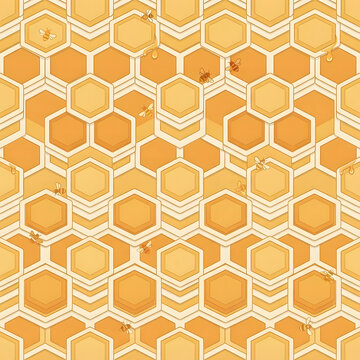 Seamless honeycomb pattern &mdash; flat illustration hexagon and bee repeat design for fabric and packaging