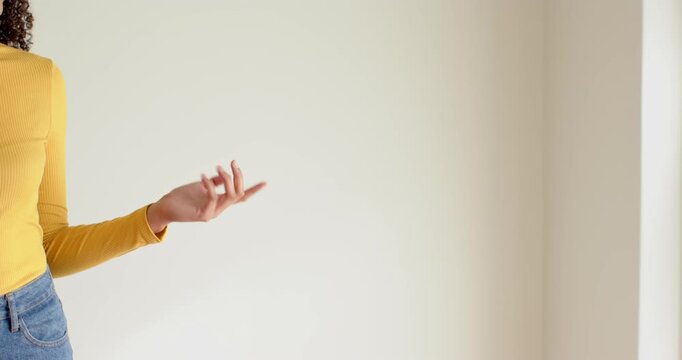 Close up of people talking to the camera, gesturing with hands, woman in yellow sweater communicatin
