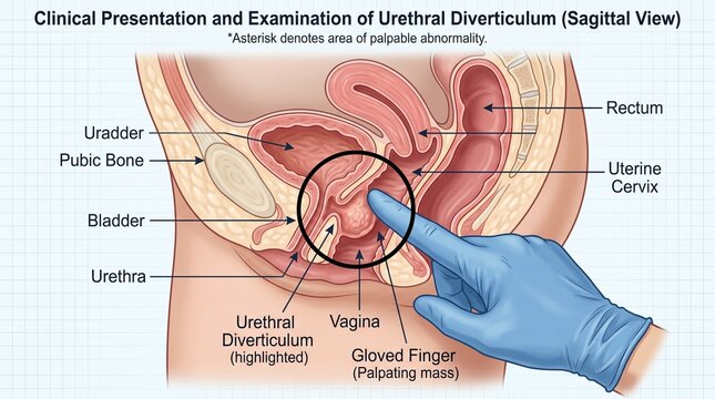 Medical Diagram of Urethral Diverticulum Clinical Examination