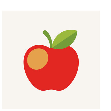 Red apple with leaf and bite mark