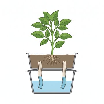 Conceptual Illustration of a Hydroponic Plant Growing System for Sustainable Urban Indoor Gardening