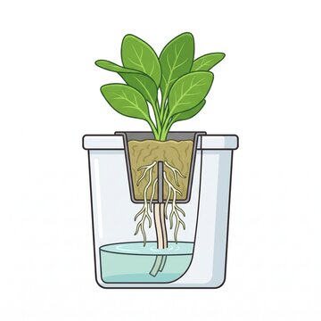 Hydroponic plant growing in water container vector illustration isolated on white background