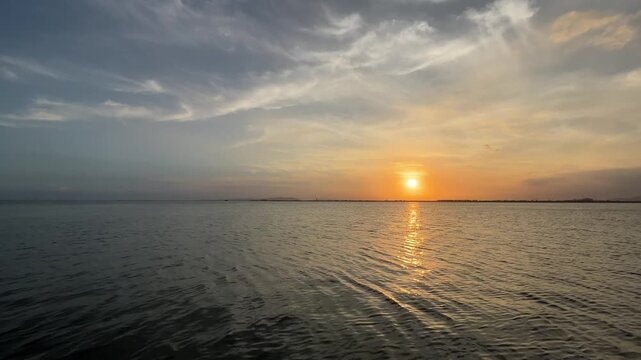 4K Golden Sunset Water Ripples Suzhou Bay Suzhou