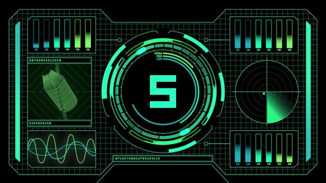 Minimalist Green Sci-Fi HUD Countdown Timer and Logo Reveal with Radar