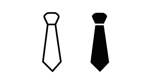 Vector illustration of necktie icons, formal business wear, outline and solid styles on a transparent background