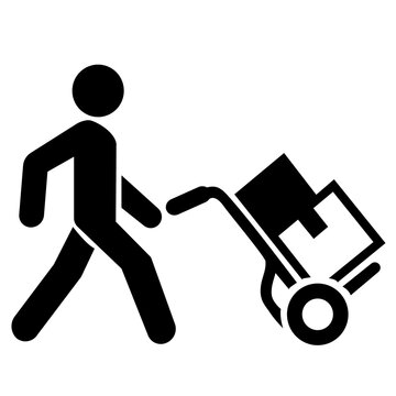 3d man pushing a cart