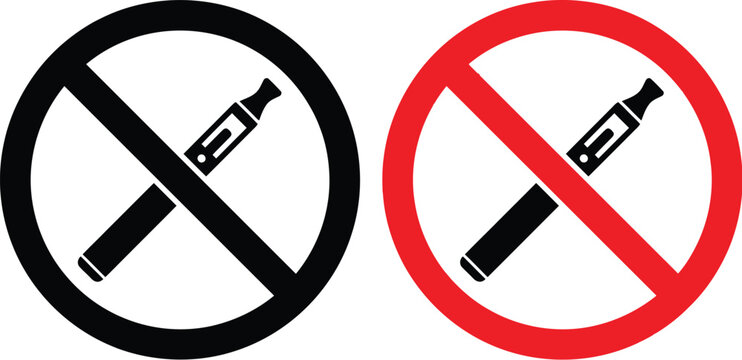 No vaping allowed sign with electronic cigarette icon isolated on a white background