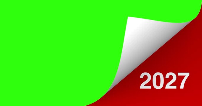 4k Resolution Video: Animated Transition From a Green Chroma Key Background to a Red New Year's Background with the Text 2027