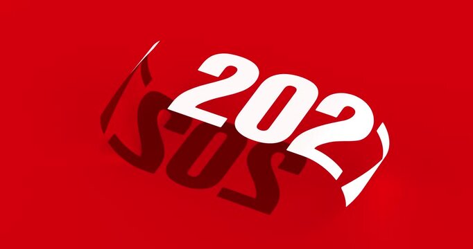 4k Resolution Video: Creative New Year Concept With Rotating 2027 Typography. Bold Red Background With Stylized Shadow Effect