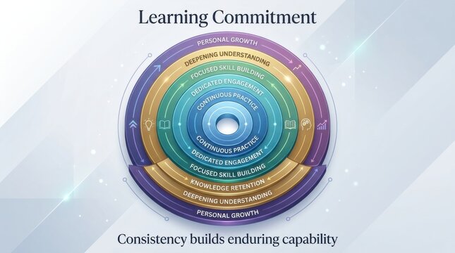 Learning Commitment diagram showing personal growth and skill development through continuous practice and engagement