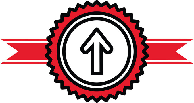 Red seal with arrow icon
