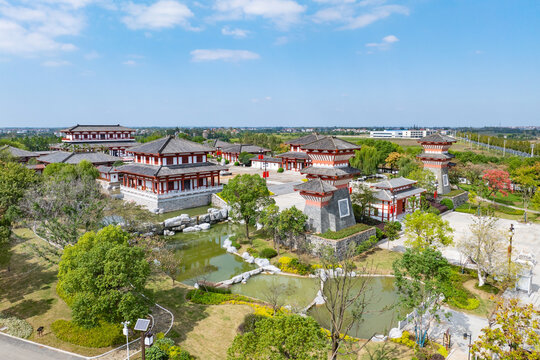 Yunmeng Cultural Park Aerial - Traditional Chinese Architecture and Gardens
