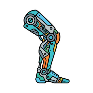mechanical limb vector illustration futuristic bionic leg for tech and sci-fi