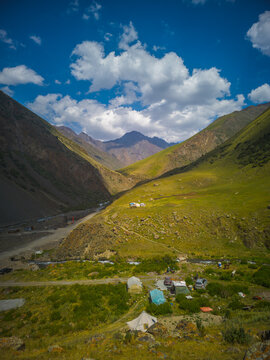 Mountain Valley Camp with Tents and Yurts in Kyrgyzstan