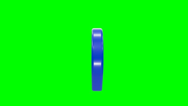 Glossy blue 3D location marker pin on green screen background