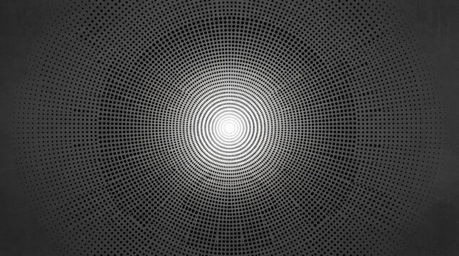 A circular pattern of dots forming a spiral, with a central point of light at the center of the pattern.