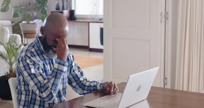 Lifestyle videos indoor of people doing activities at home, Frustrated man using laptop at home, ges