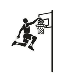 Basketball Player Dunking Silhouette with Hoop and Ball © Rabby Islam