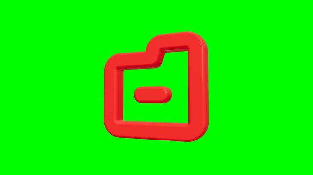 Shiny red folder icon with minus sign symbol