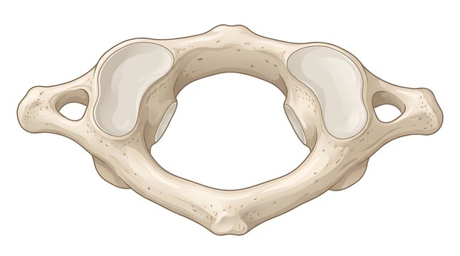 Anatomical illustration of first cervical vertebra atlas bone detailed spinal column and neck structure