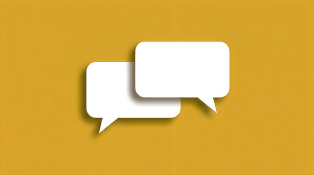 Three blank speech bubbles isolated on a solid mustard yellow background