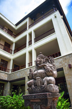 Stone Ganesha Statue Outside a Building in Bali, Indonesia