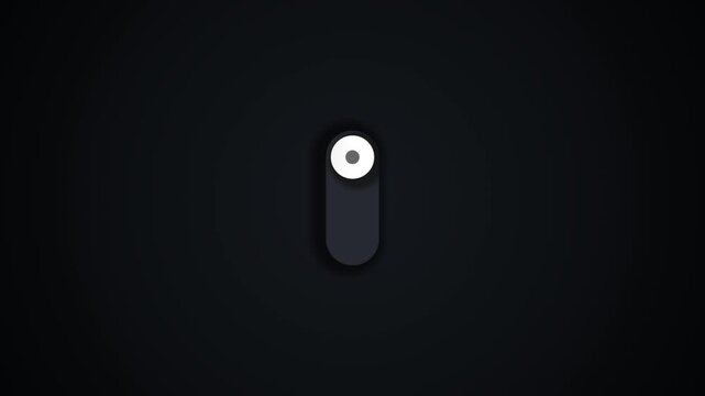 Animated toggle switch turning off, a sleek dark mode UI element, digital interface control, user experience graphic, modern technology button, on-off indicator, seamless loop background.