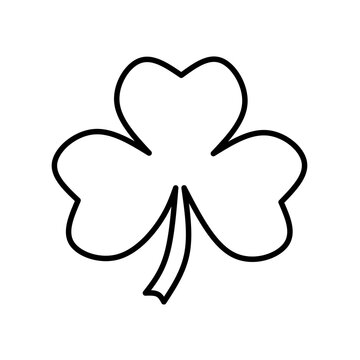 Minimalist black outline of a three-leaf clover on a neutral gray background. Perfect for St. Patrick's Day designs.