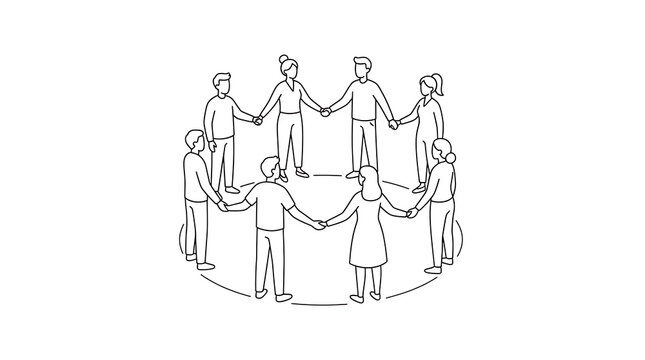 Group of diverse people standing in a circle holding hands for unity and teamwork with teamwork community cooperation collaboration togetherness connection diversity partnership agreement