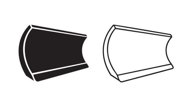 snow plow truck silhouette with line art vector icon design