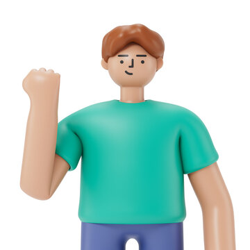 A man raises his fist