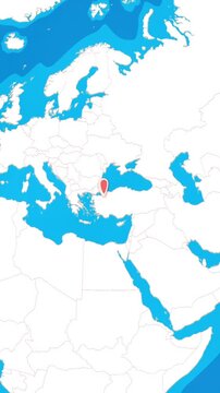 Vertical 3D globe zooming into Bursa city location pin concept
