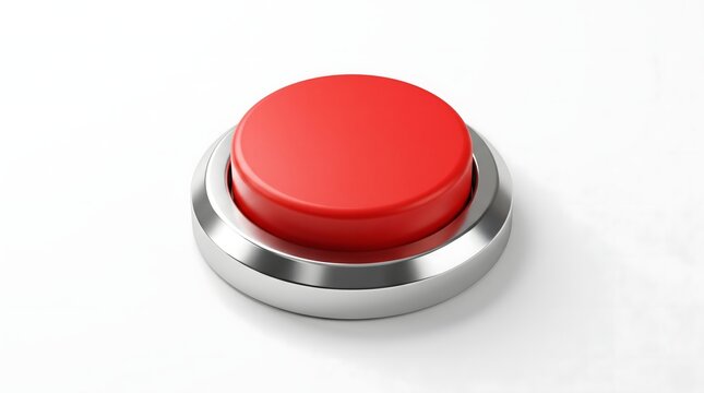 Large red emergency push button mounted on polished chrome bezel bar.