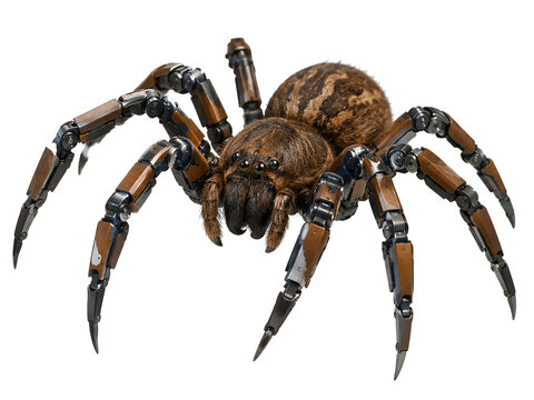 Image of a spider with robotic legs against a white background.