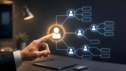 Obraz premium Business Organizational Chart And Human Resources Management Network