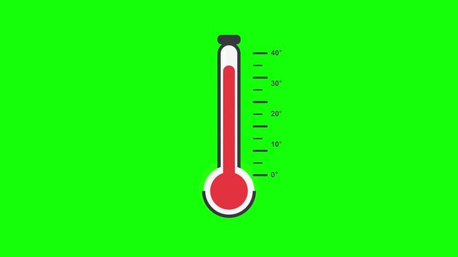 Thermometers with rising red mercury levels on green background