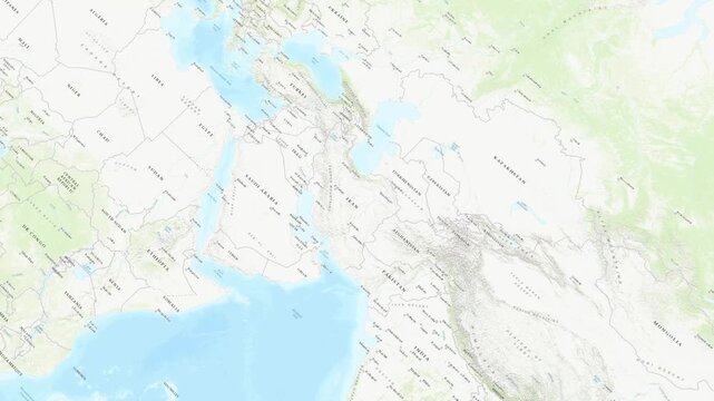 Detailed political map of the middle east and surrounding regions showing countries, borders, and major geographical features
