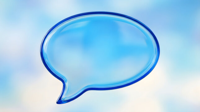 Empty speech bubble illustration with a watercolor effect on a soft blue background
