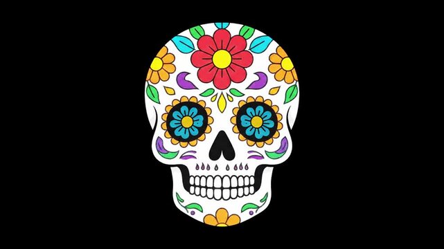 D&iacute;a de los Muertos colorful sugar skull graphic motion design