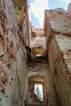 Historic brick ruins of the Bishops Palace in Brok town, Masovian Voivodeship of Poland