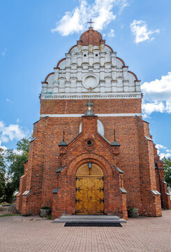 Front view of Saint Andrew church in Brok town, Masovian Voivodeship of Poland