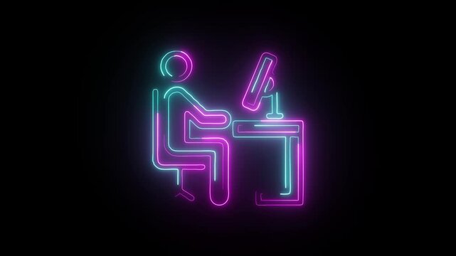 Computer Worker Icon Collection With Office Employee Technology Professional Business Productivity Digital Work Vector Graphics