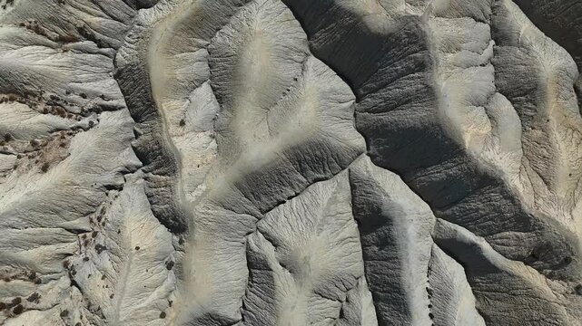 A spectacular drone view of the barren lands of the Abanilla Desert, Region of Murcia (Spain)