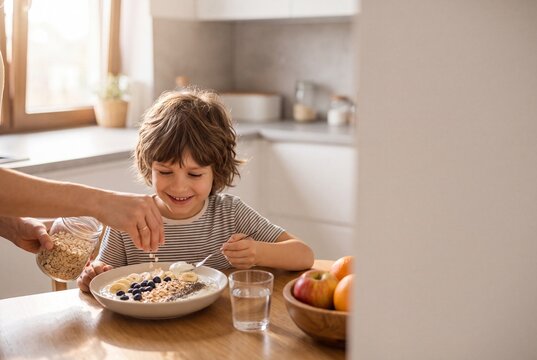 Child Enjoying a Synbiotic Breakfast for Gut Health